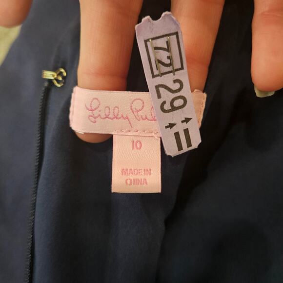 Lilly Pulitzer Benita Embellished Shift Dress Women 10 Blue Cocktail Preppy Glam - Picture 13 of 15